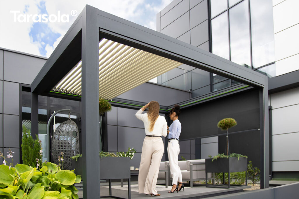 pergola ze zsuwanym dachem